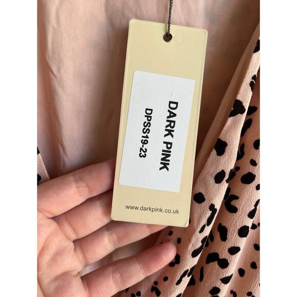 Dark Pink Butterfly Ruffle Pink Black Cheetah Floral Pink Midi Dress 12 NWT $103 - Picture 10 of 16